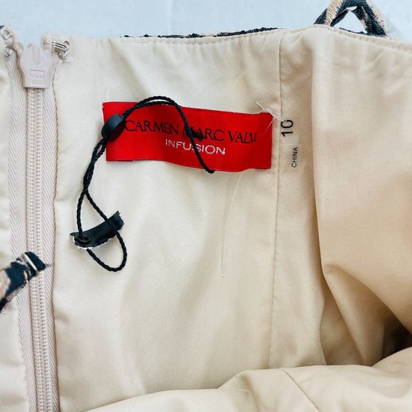 Carmen Marc Valvo Women's Dress 10 Sheath Midi Sleeveless Floral Cascade New - Picture 8 of 15